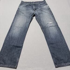 Levi's 569 Jeans Men's Blue Denim Distressed Relaxed Straight Zip Fly - 34x29.5